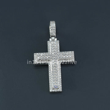 Elevate your style with unique cross unisex diamond pendant in 14 kt white gold lab grown diamonds-Gurukrupa-Gems