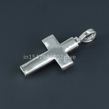 Elevate your style with unique cross unisex diamond pendant in 14 kt white gold lab grown diamonds-Gurukrupa-Gems