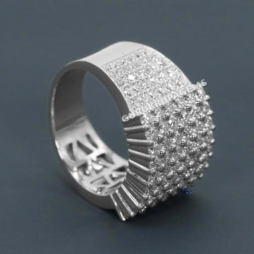 Evaluate our newly designed 14 kt white gold laboratory grown diamond hip hop ring exhibiting VVS clarity. Gurukrupa-Gems