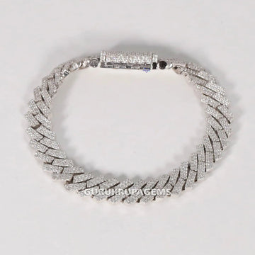 Exclusive 14 kt gold cuban-style diamond bracelet tailored for male artists ideal for any event Gurukrupa-Gems