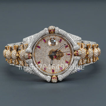 Experience a unique and attractive design with a fully iced-out moissanite diamond watch-Gurukrupa-Gems