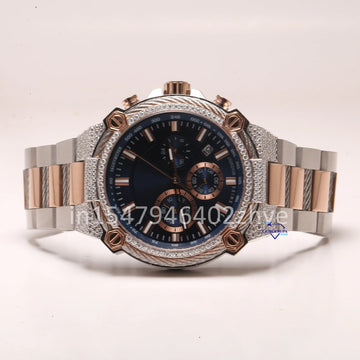 Experience timeless elegance with the latest branded stainless steel half-moissanite diamond watch