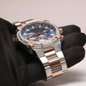 Experience timeless elegance with the latest branded stainless steel half-moissanite diamond watch