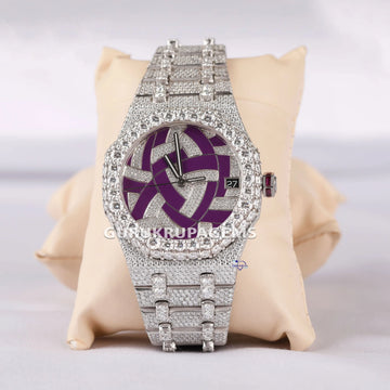 Explore our latest branded lab grown diamond watch for men stylishly designed purple zigzag in it Gurukrupa-Gems