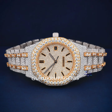 Exquisite royal oak buss down hip hop diamond two tone watch Gurukrupa-Gems