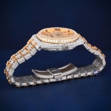 Exquisite royal oak buss down hip hop diamond two tone watch Gurukrupa-Gems