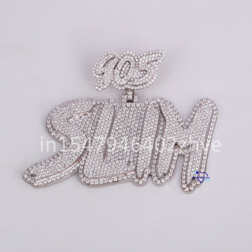 Fashionable high quality custom letter pendant made with 14kt white gold with labgrown diamonds-Gurukrupa-Gems