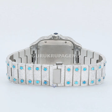 Fashionable sky blue diamond roman numerals watch for unisex crafted handmade Gurukrupa-Gems