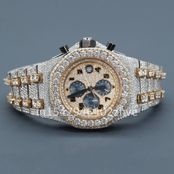 Find our new watch collection in moissanite diamonds crafted chronograph with white gold color-Gurukrupa-Gems