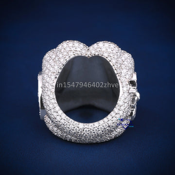 Flower Design Hip Hop Ring In 14KT White Gold With VVS Clarity Lab Diamond Gurukrupa-Gems
