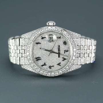 For the fashion forward man a stunning fully iced out moissanite watch with arabic numerals-Gurukrupa-Gems