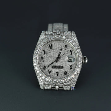For the fashion forward man a stunning fully iced out moissanite watch with arabic numerals-Gurukrupa-Gems