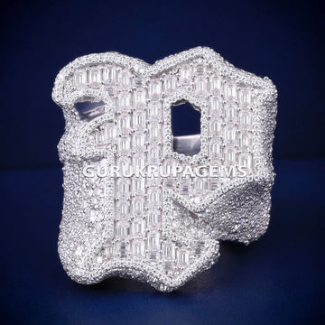 Full Iced Out Rose Gold Cross Baguette Diamond Ring Custom Made Real VVS Moissanite Hip Hop Ring for Men Gurukrupa-Gems