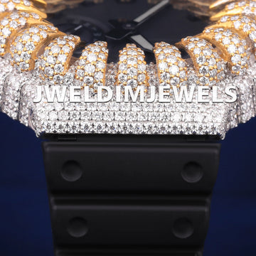 Full Iced Out Silver Luxury Diamond Bezel Mens Analog Digital Smart Watches for Men Gurukrupa-Gems