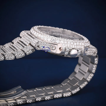 Full white skinny iced out diamond watch Gurukrupa-Gems