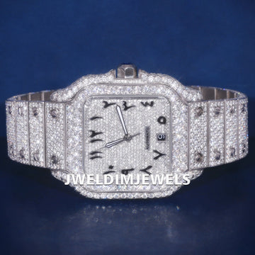 Fully Custom Silver Hip Hop Diamond Watches for Mens Iced Out Skeleton Watch Gurukrupa-Gems