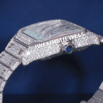 Fully Custom Silver Hip Hop Diamond Watches for Mens Iced Out Skeleton Watch Gurukrupa-Gems