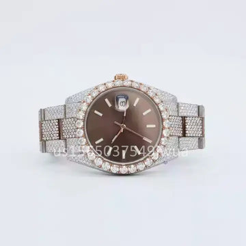 Fully Customized hip hop moissanite diamond watch without dial for men with vvs clarity diamond-Gurukrupa-Gems