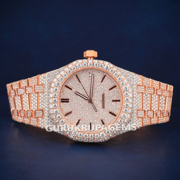 Fully Iced Out Arabic Dial Watch for Men with VVS Simulated Diamonds & Iced Presidential Strap (Copy) Gurukrupa-Gems