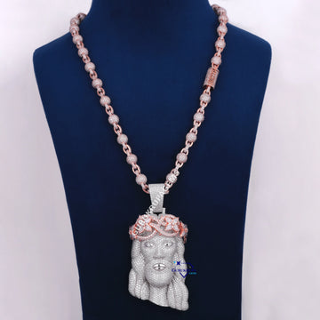 Fully Iced Out Customized Diamond Chain With Pendant Classic 14K Gold Chain With Jesus Pendant Gurukrupa-Gems