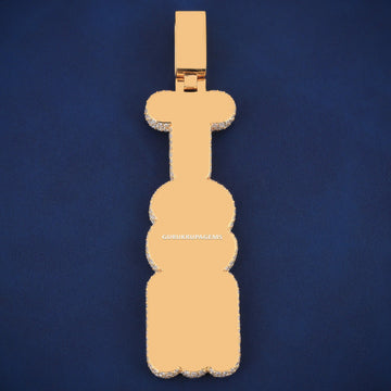 Fully Iced Out Customized Vertical Initial Letter Pendant Silver & Rose Gold Two Tone YSN Pendant Necklace Gurukrupa-Gems