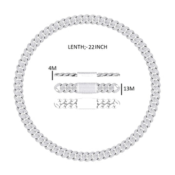 White Gold Iced Cuban Link Chain for Men in Bold Hip Hop Style with Full Diamond Shine Gurukrupa-Gems