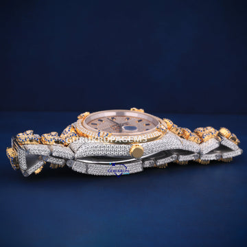 Fully custom two tone moissanite watch rolex for men Gurukrupa-Gems
