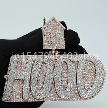 Fully iced out 14 kt white gold diamond pendant for men or women which can be wore at any occasion