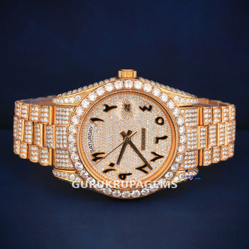 Fully iced out custom yellow hip hop vvs diamond watch Gurukrupa-Gems