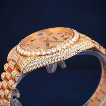 Fully iced out custom yellow hip hop vvs diamond watch Gurukrupa-Gems