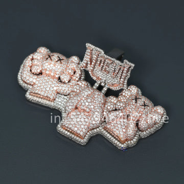 Fully iced out lab grown pendant luxurious looking diamond jewelry two tone diamond pendant 14kt gold pendant party wear