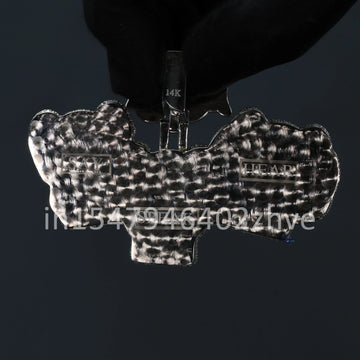 Fully iced out lab grown pendant luxurious looking diamond jewelry two tone diamond pendant 14kt gold pendant party wear