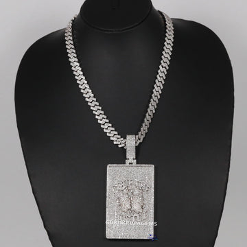 Fully iced out mens hiphop chain with pendant in 14 kt gold with enhanced vvs clarity Gurukrupa-Gems