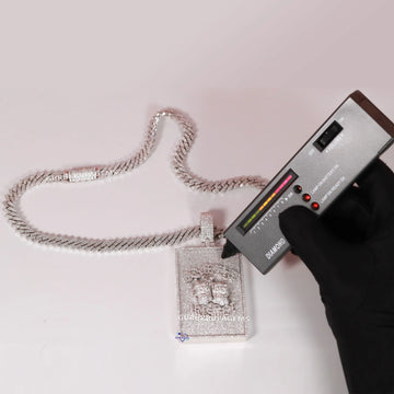 Fully iced out mens hiphop chain with pendant in 14 kt gold with enhanced vvs clarity Gurukrupa-Gems
