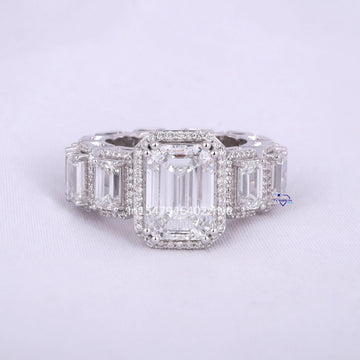 Fully iced out ring crafted in 14 kt gold elegantly designed in emerald diamonds with lab grown diamonds Gurukrupa-Gems