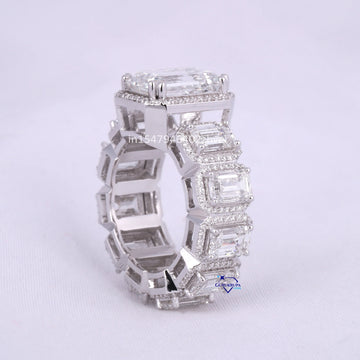 Fully iced out ring crafted in 14 kt gold elegantly designed in emerald diamonds with lab grown diamonds Gurukrupa-Gems