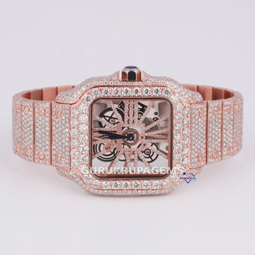 Fully iced out skeleton styled lab grown diamond watch for men made in stainless steel Gurukrupa-Gems