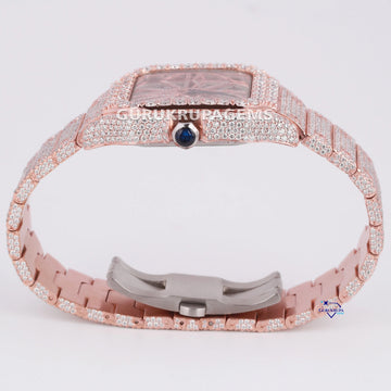 Fully iced out skeleton styled lab grown diamond watch for men made in stainless steel Gurukrupa-Gems