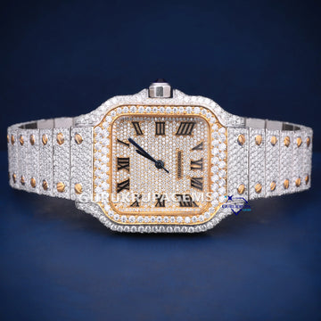 Fully iced out two tone buss down diamond watch Gurukrupa-Gems