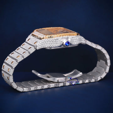 Fully iced out two tone buss down diamond watch Gurukrupa-Gems