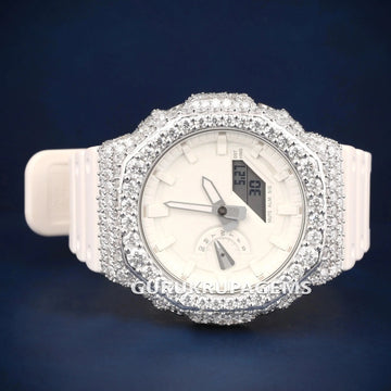 Custom Iced Out Yellow Strap Watch with Shimmering Bezel and Bright Strap for a Unique Gurukrupa-Gems