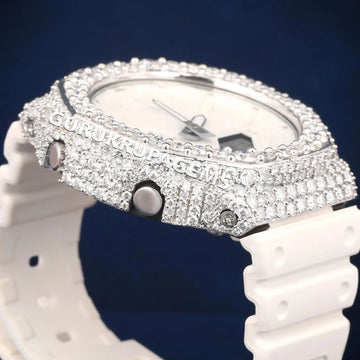 Custom Iced Out Yellow Strap Watch with Shimmering Bezel and Bright Strap for a Unique Gurukrupa-Gems