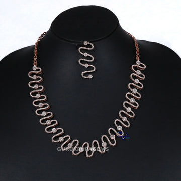 Gift this exceptional diamond necklace formed in 14 kt rose gold lab created diamonds necklace Gurukrupa-Gems