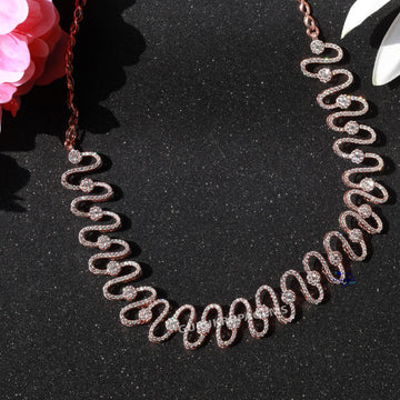 Gift this exceptional diamond necklace formed in 14 kt rose gold lab created diamonds necklace Gurukrupa-Gems