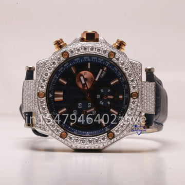 Half-watch chronograph with moissanite diamonds, this stylish and trending timepiece captures attention