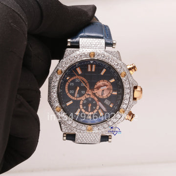 Half-watch chronograph with moissanite diamonds, this stylish and trending timepiece captures attention