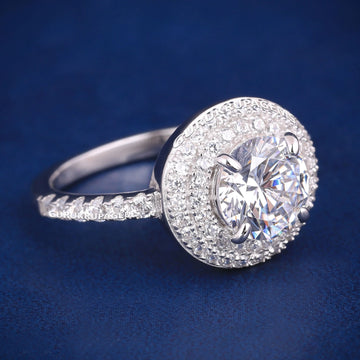 Halo Style Round Diamond Engagement Ring with Pavé Band in 14K Yellow Gold Gurukrupa-Gems