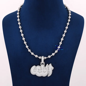 Hand Made Diamond Pendant With Chain Jewelry In 14KT White Gold Gurukrupa-Gems