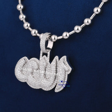Hand Made Diamond Pendant With Chain Jewelry In 14KT White Gold Gurukrupa-Gems