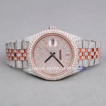 Handmade Two tone hiphop diamond watch for men vvs clarity designs Gurukrupa-Gems